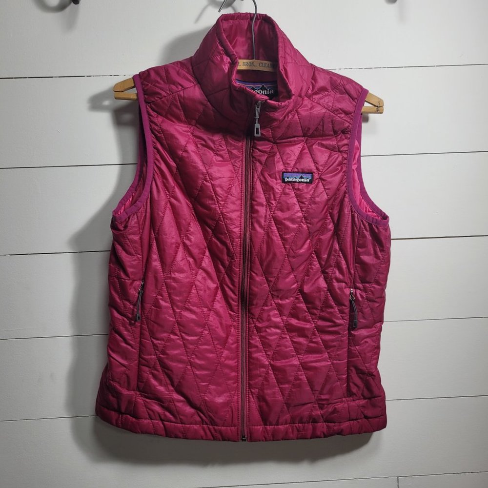 EUC Patagonia Diamond Quilt Nano Puff Vest Magenta Women's sz Medium
